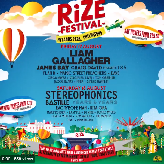 Rize Festival 2018 Lineup poster Rize Festival 2018 Lineup poster