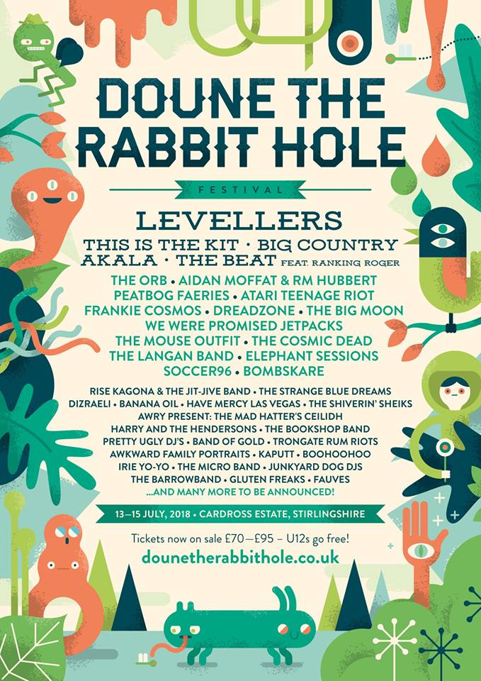 Doune The Rabbit Hole 2018 Line-up Poster Doune The Rabbit Hole 2018 Line-up Poster