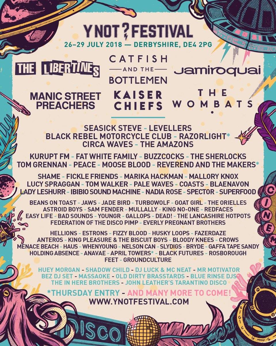 Y Not Festival 2018 Line-up Poster Y Not Festival 2018 Line-up Poster