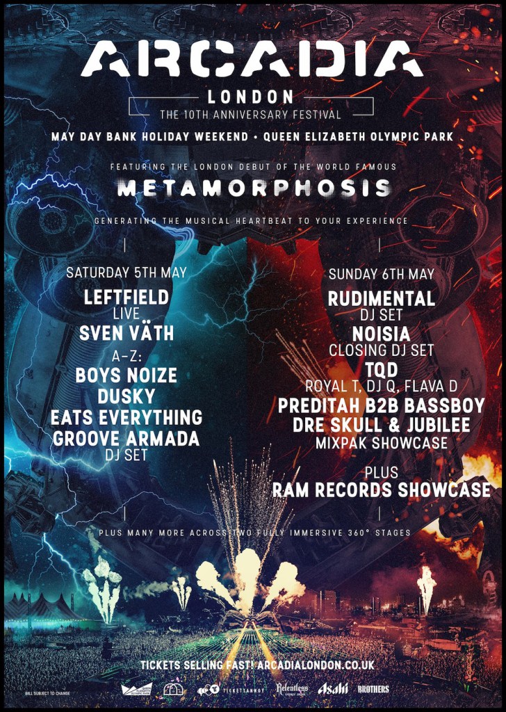 Arcadia London 2018 Lineup Poster Arcadia London 2018 Lineup Poster