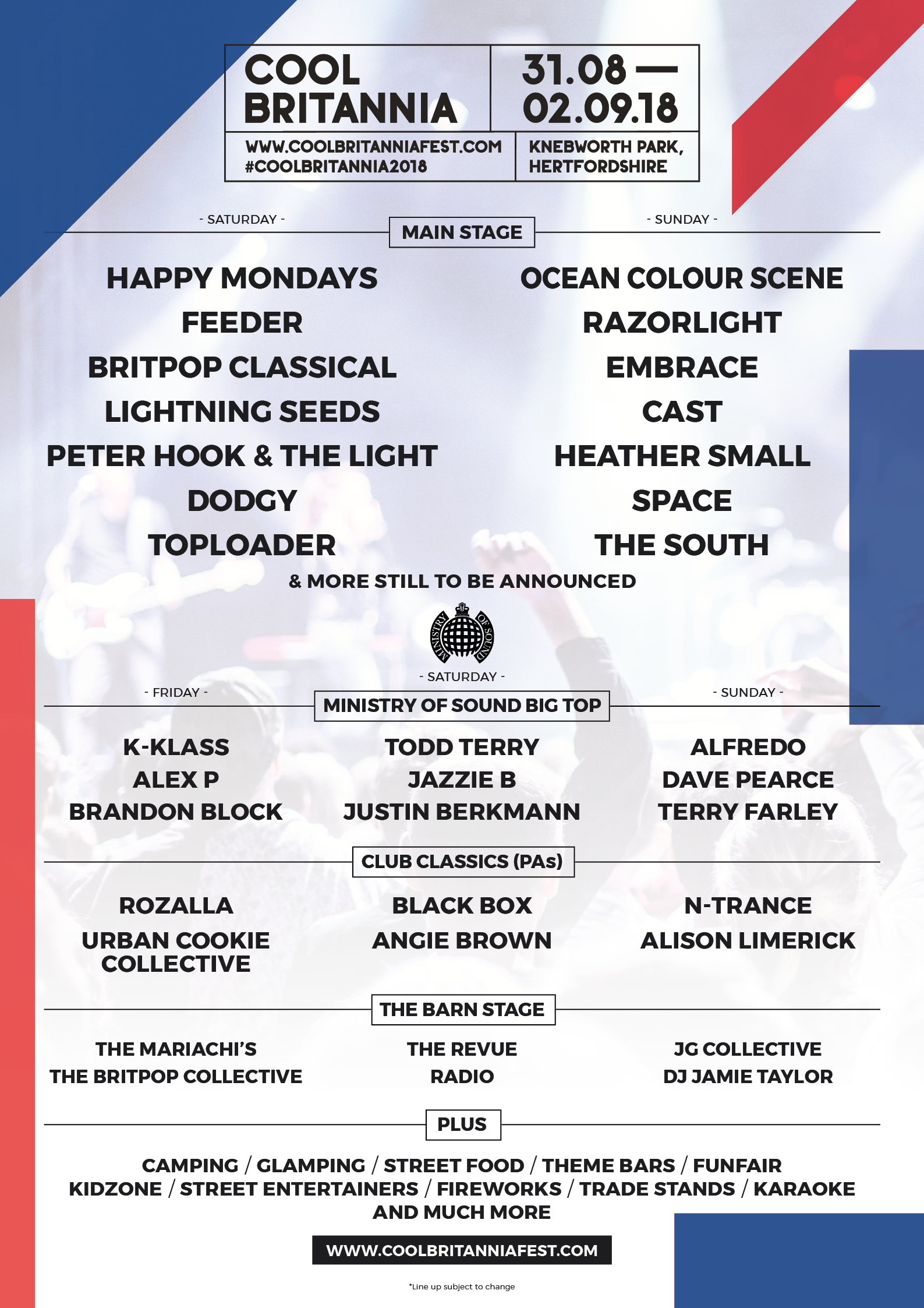 Cool Britannia 2018 Lineup Poster Cool Britannia 2018 Lineup Poster
