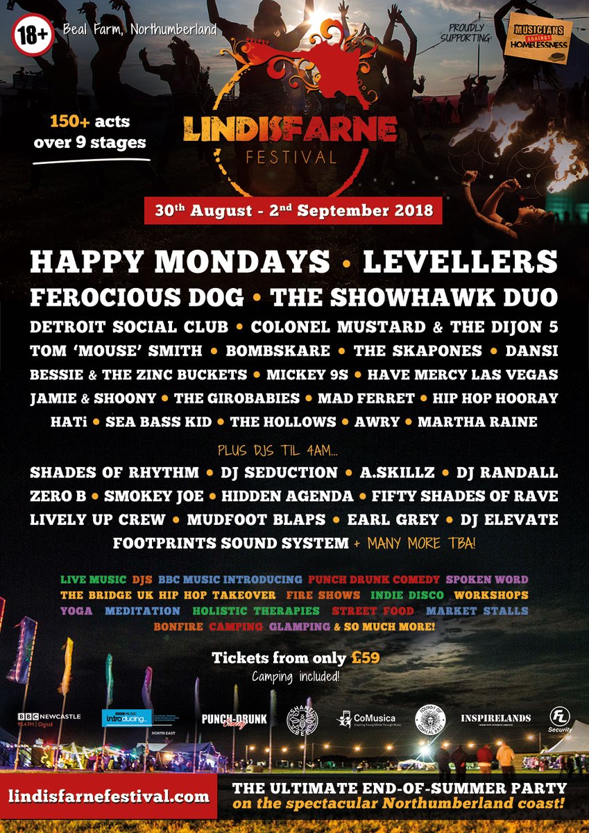 Lindisfarne Festival 2018 Line-up Poster Lindisfarne Festival 2018 Line-up Poster