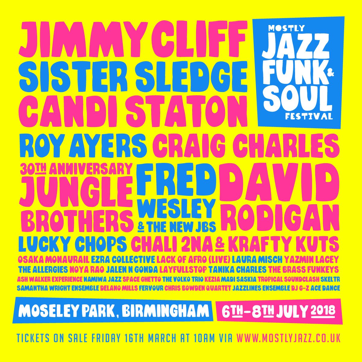 Mostly Jazz Funk & Soul Festival 2018 Line-up Poster Mostly Jazz Funk & Soul Festival 2018 Line-up Poster