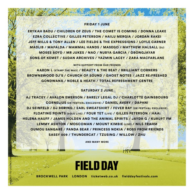 Field Day 2018 Line-up Poster Field Day 2018 Line-up Poster