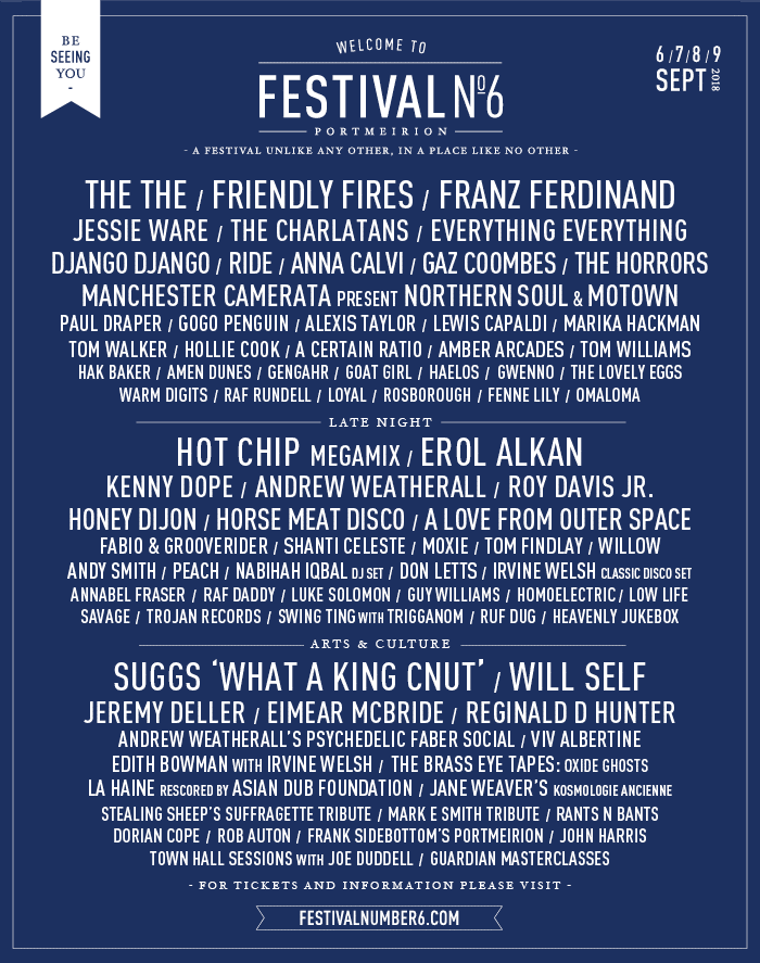 Festival No. 6 Lineup Poster 2018 Festival No. 6 2018 Lineup Poster