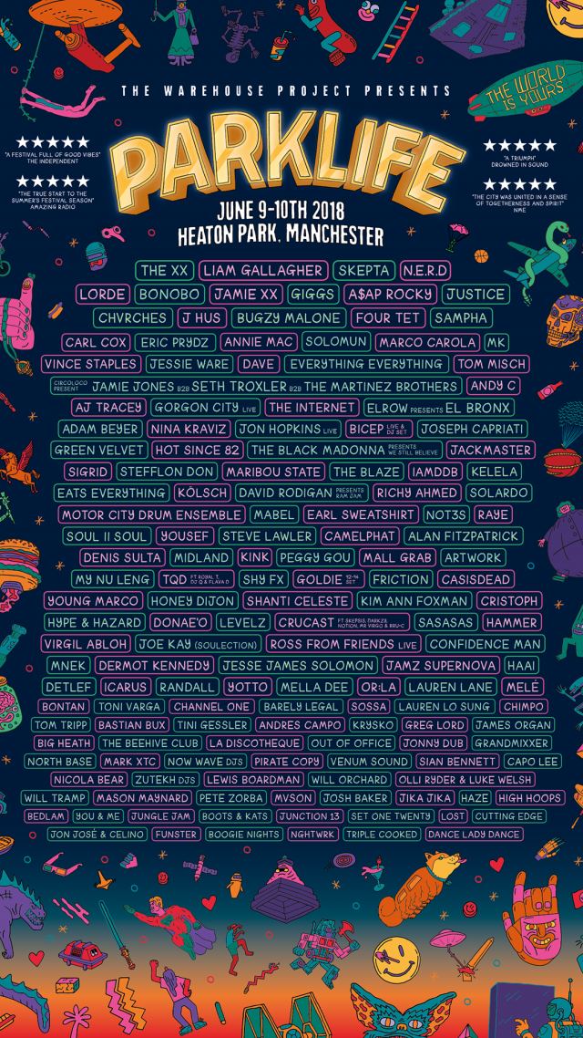 Parklife 2018 Lineup Poster Parklife 2018 Lineup Poster