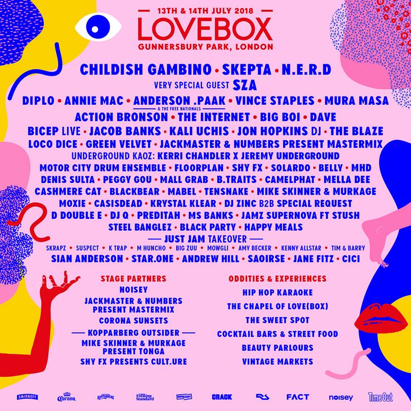 Lovebox 2018 Lineup Poster Lovebox 2018 Lineup Poster