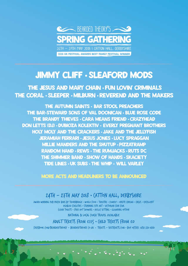 Bearded Theory Spring Gathering 2018 Lineup Poster Bearded Theory Spring Gathering 2018 Lineup Poster