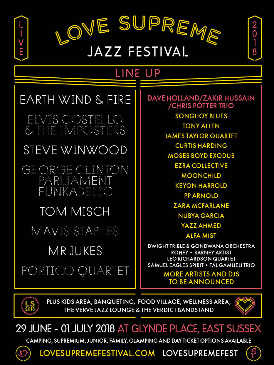 Love Supreme Jazz 2018 Lineup Poster Love Supreme Jazz 2018 Lineup Poster