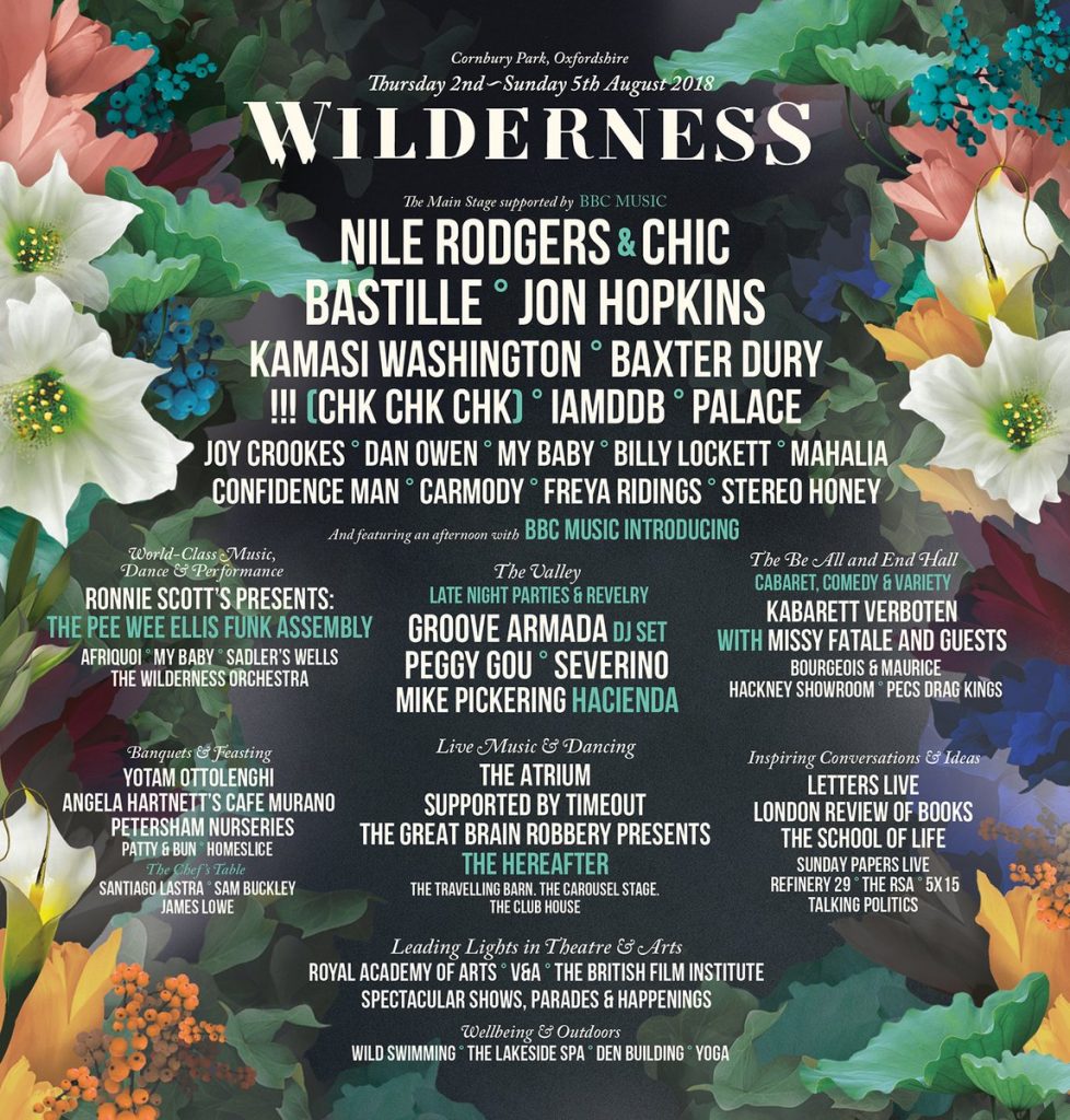 Wilderness Festival 2018 Lineup Poster Wilderness Festival 2018 Lineup Poster