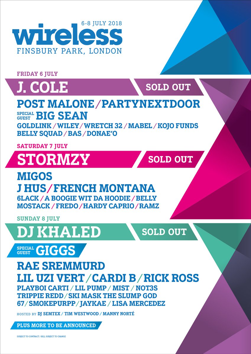 Wireless Festival 2018 Line-up Poster Wireless Festival 2018 Line-up Poster