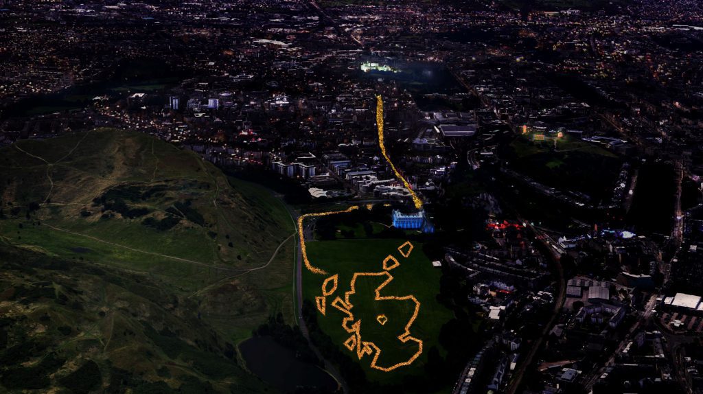 Scotland Outline Edinburgh Hogmanay Torchlight Procession Map