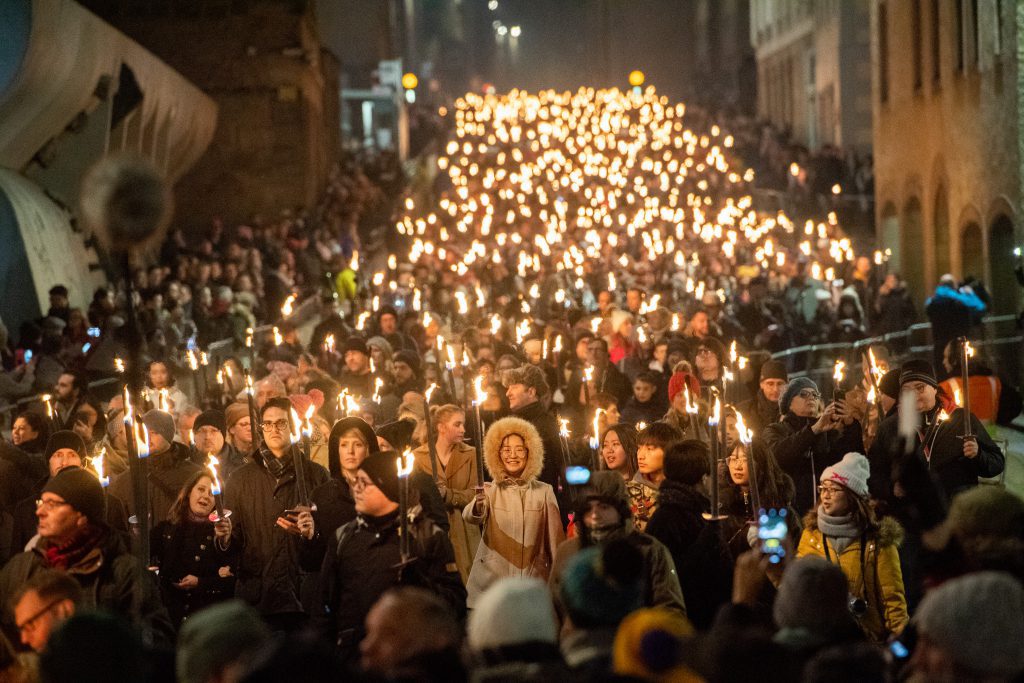 t Edinburgh Hogmanay Torchlight Procession, Scotland, UK - 30th December 2018
