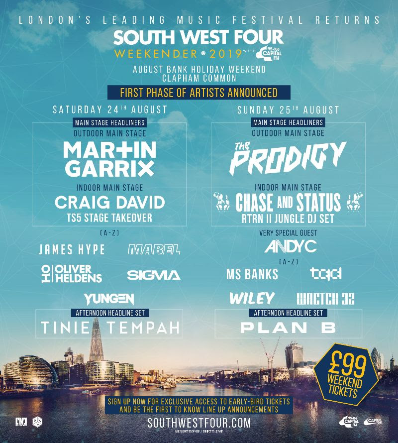 South West Four 2019 First line-up poster