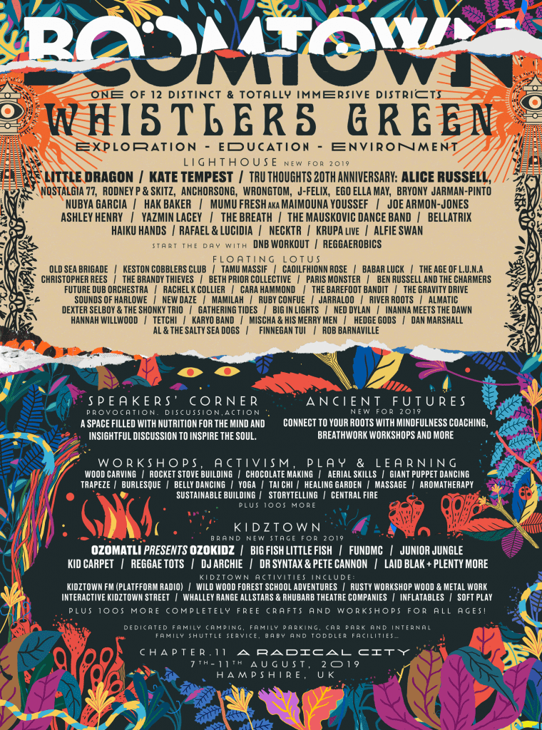 Boomtown Fair Whistlers Green Line-up Poster