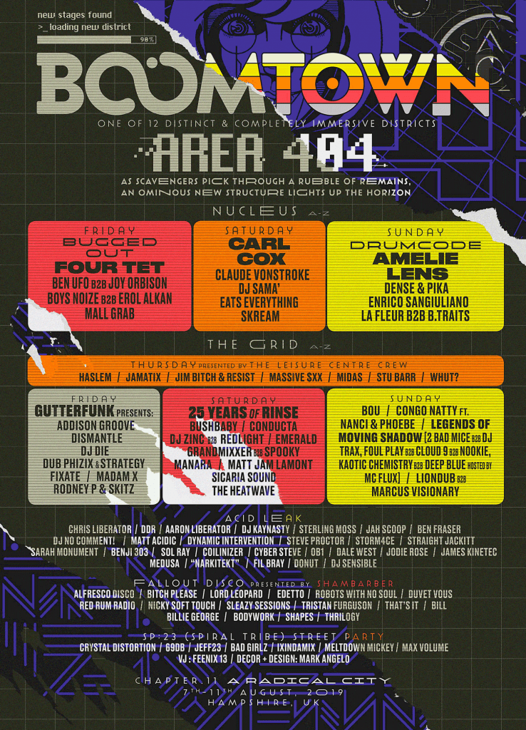 Boomtown Area 404 line-up poster