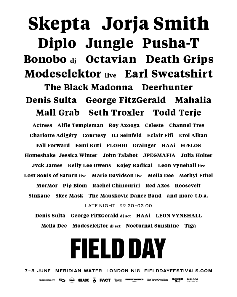 Field Day Second Wave Line-up Poster 2019