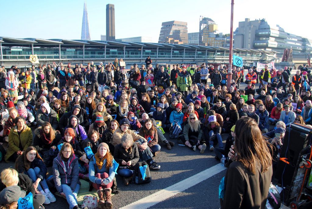 Extinction Rebellion Sitting Crowds Blackfriars