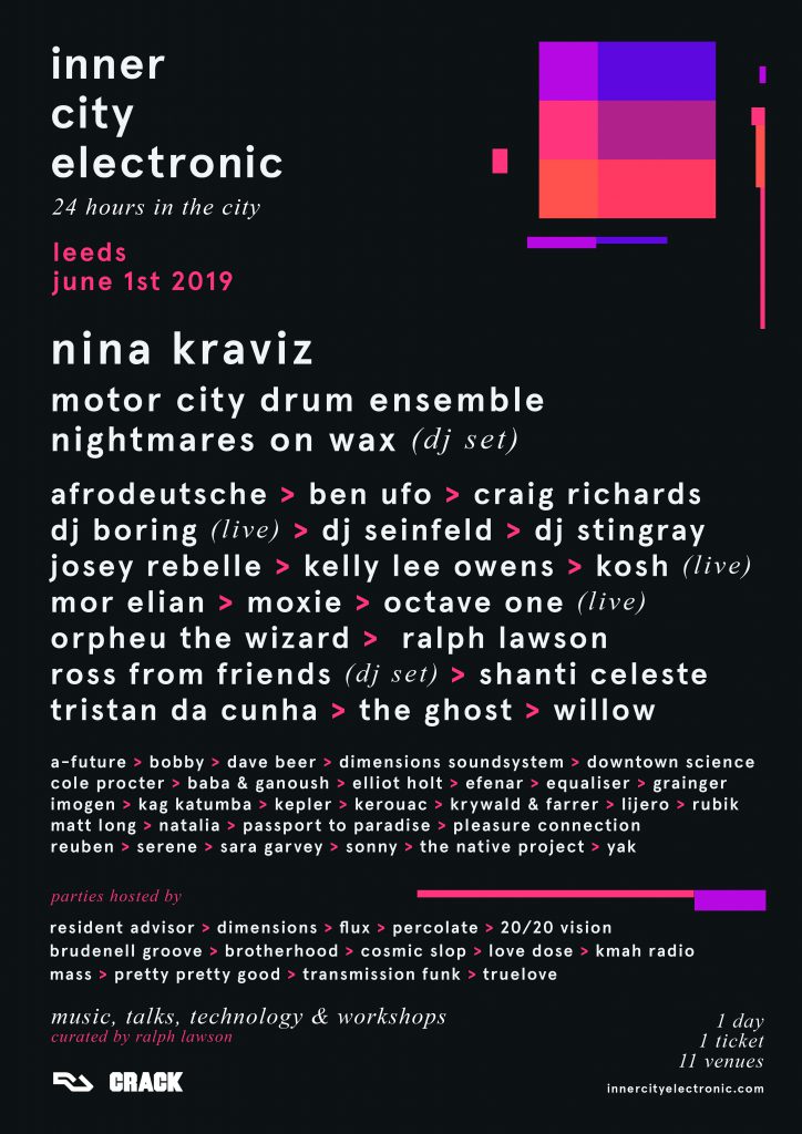 Line Up Poster V1 inner city electronic Leeds Line Up Poster