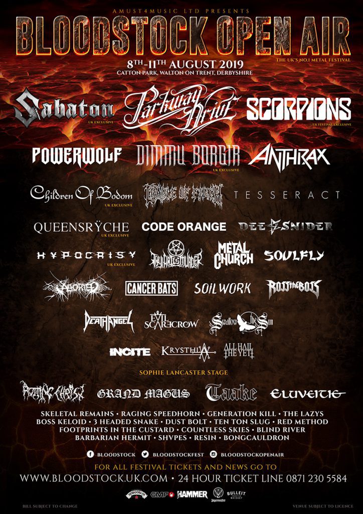 POSTER 26 March Bloodstock 2019 Line-up Poster
