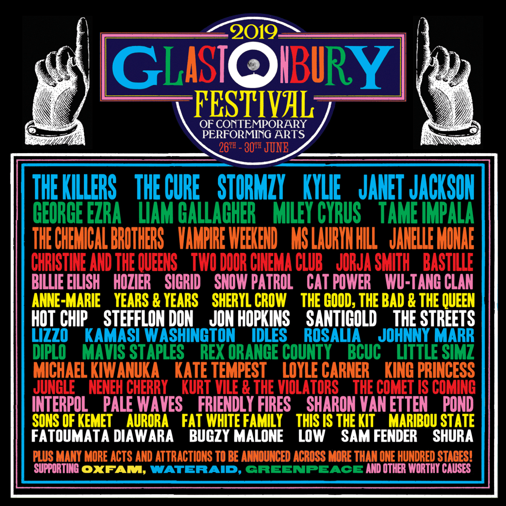 web1500 Glastonbury 2019 first line-up poster