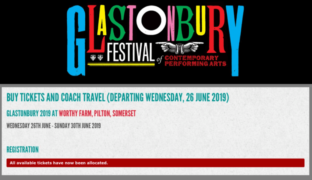 2019 04 25 18 32 31 TheFestivals on Twitter Wednesday departures for Glastonbury look like theyr Coach tickets first sold message