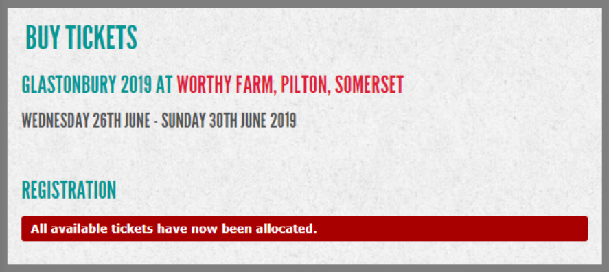 Glastonbury resale all tickets allocated