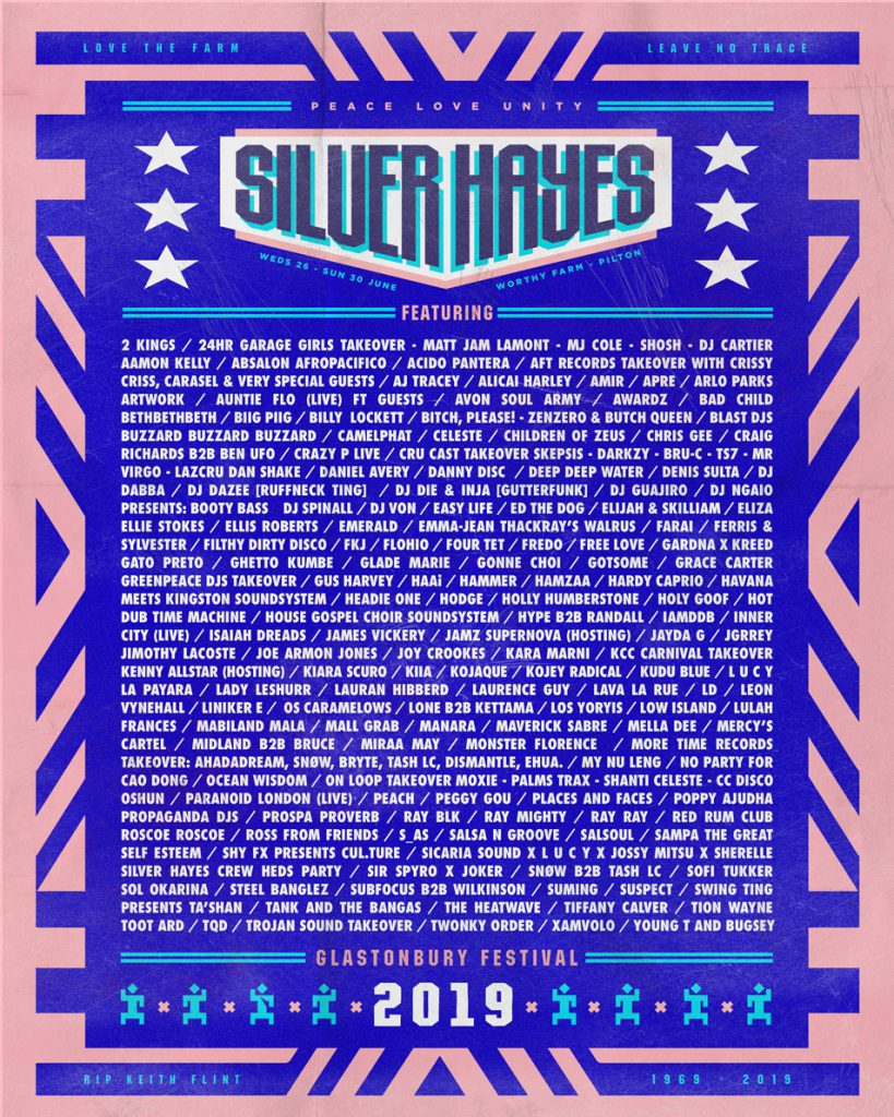SH953 1 Glastonbury Silver Hayes 2019 line-up poster