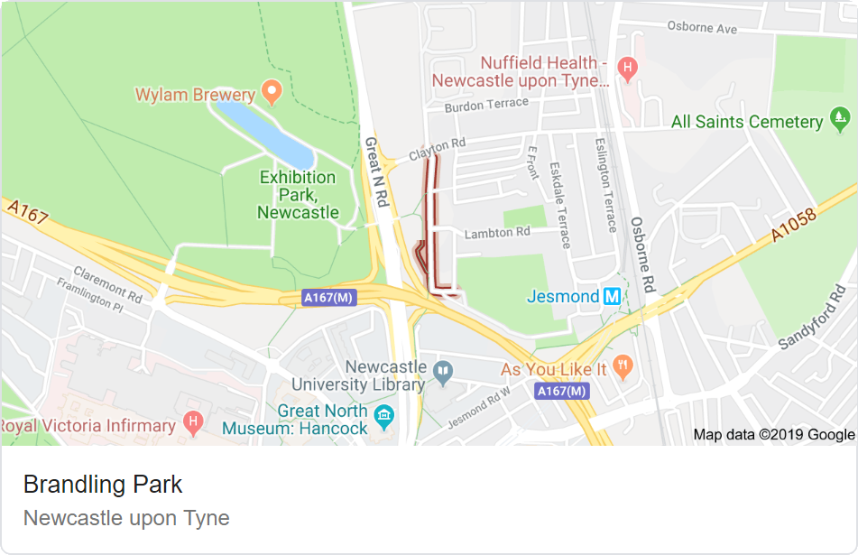 Brandling Park location map Newcastle