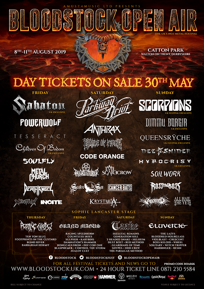 Bloodstock 2019 Day Splits Line-up poster