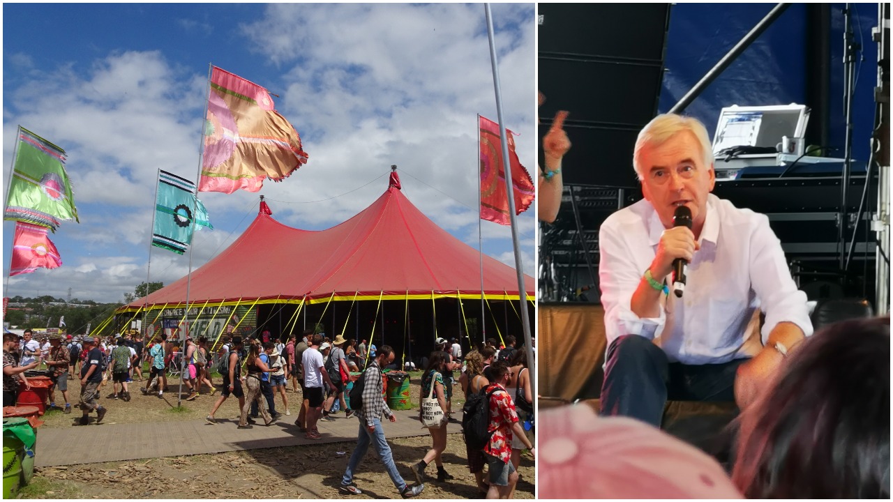 Leftfield tent John McDonnell Glastonbury 2019