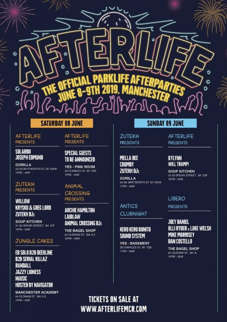 unnamed 9 Parklife Afterlife line-up poster 2019
