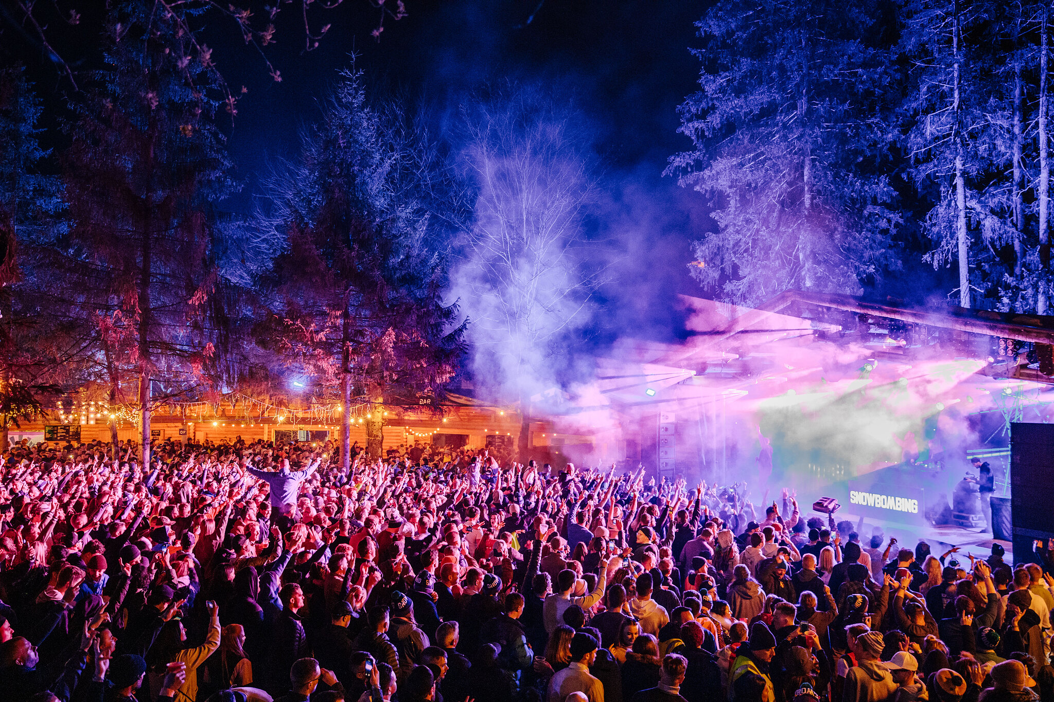 Snowbombing 2019 main stage woods night