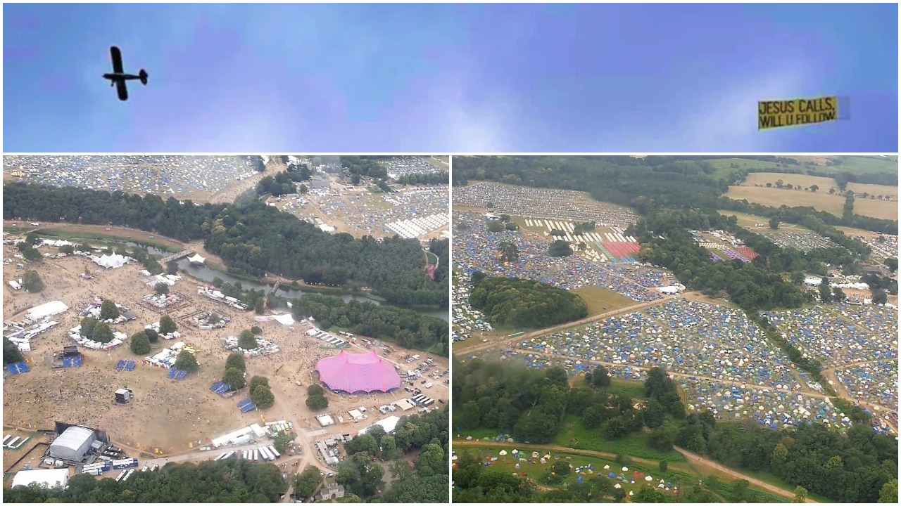 Latitude Festival 2019 Jesus Calls Banner Plane