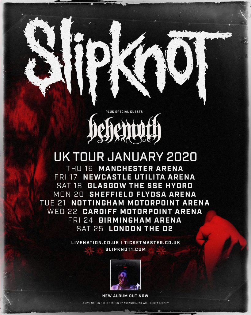unnamed 5 Slipknot January 2020 UK Arena Tour Poster