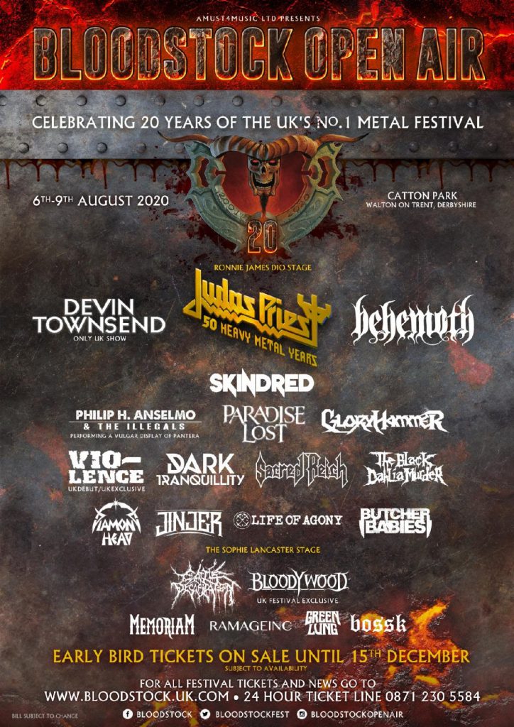 Bloodstock 2020 line-up poster with Sophie Lancaster stage