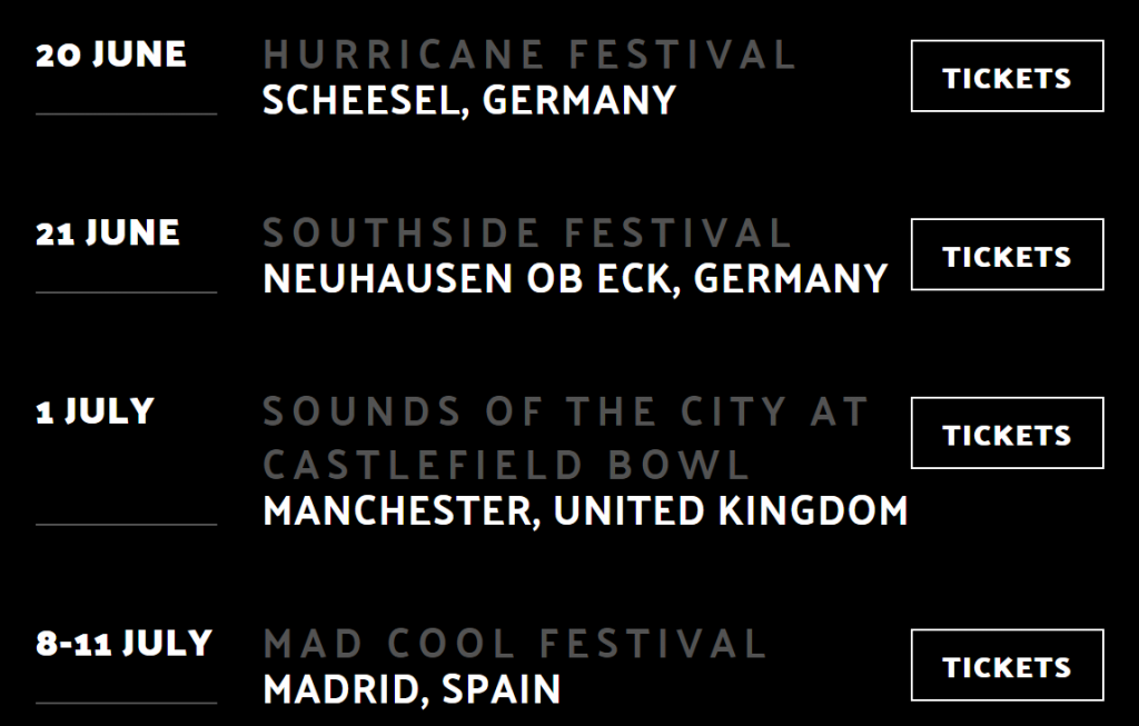 Foals tour dates over Glastonbury 2020