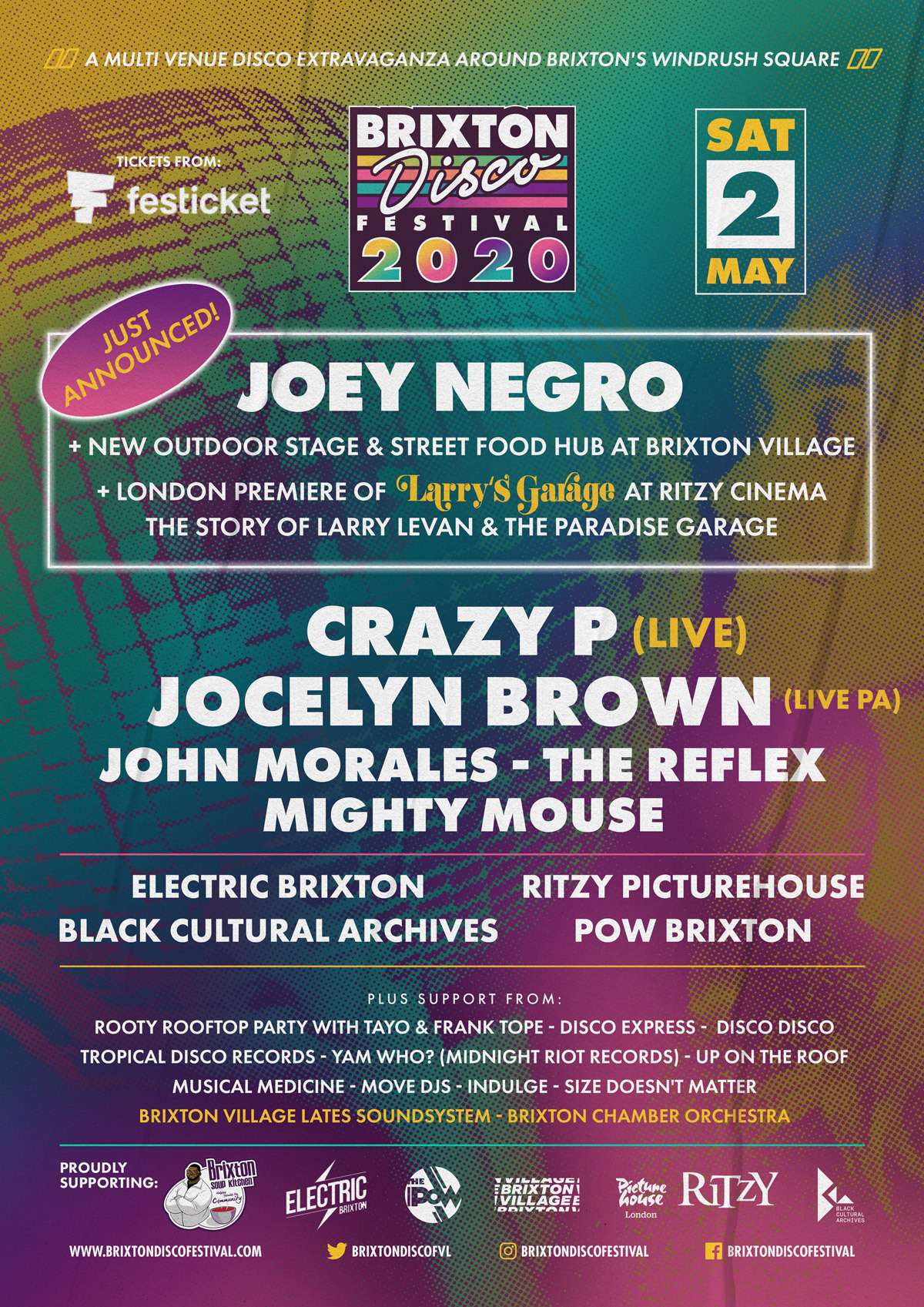Brixton Disco Festival 2020 line-up poster Brixton Disco Festival 2020 line-up poster