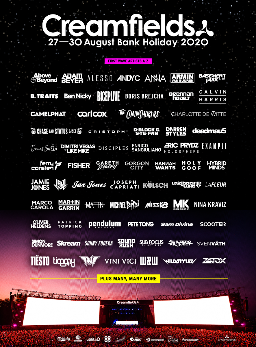 Creamfields 2020 line-up poster Creamfields 2020 line-up poster