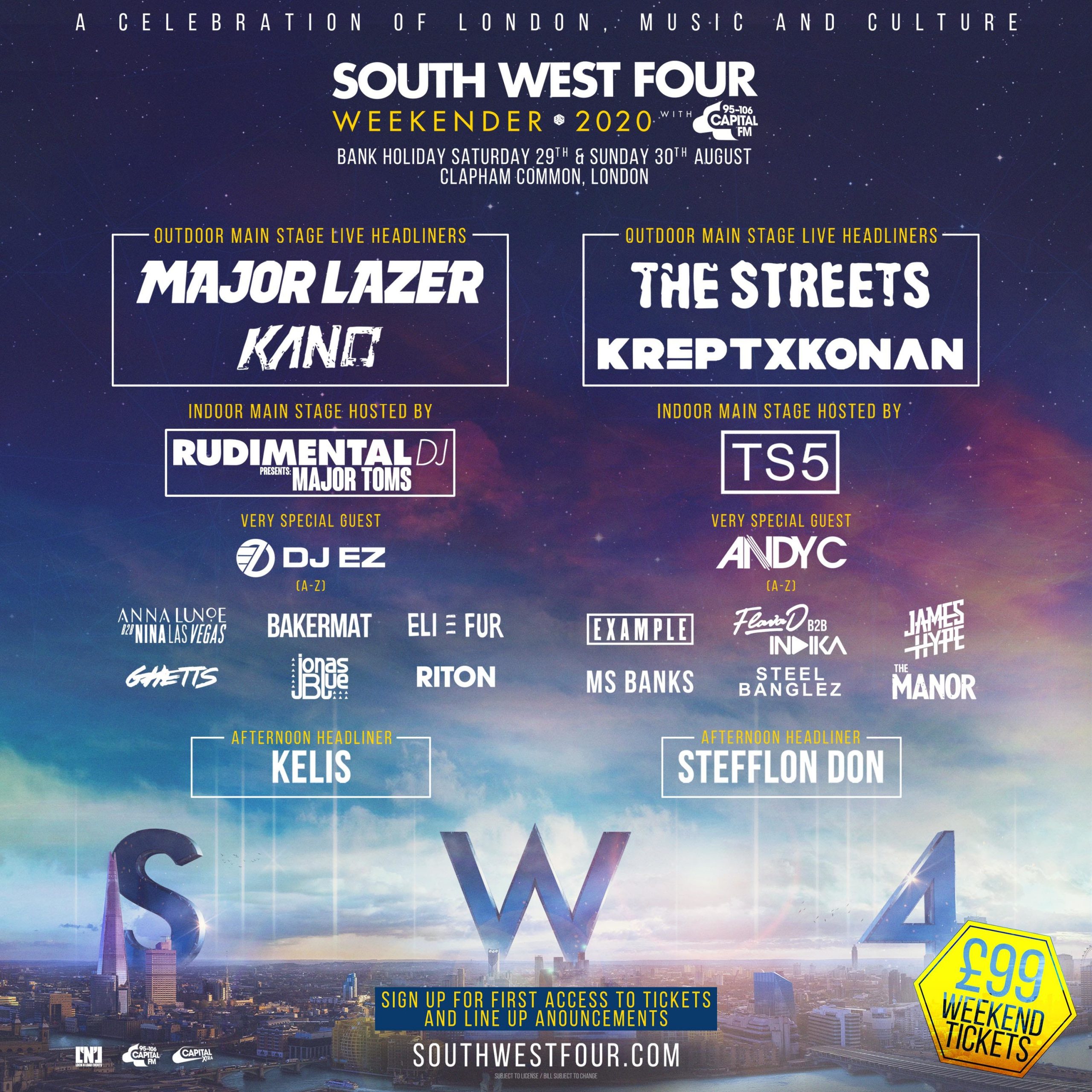 South West Four 2020 line-up poster South West Four 2020 line-up poster