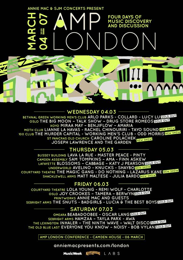 AMP London 2020 line-up poster