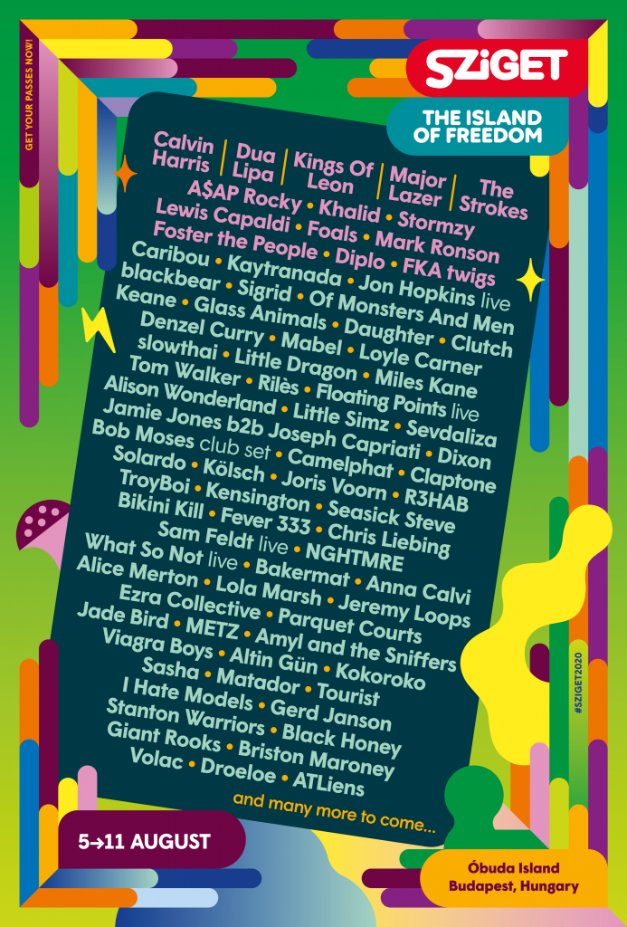 Sziget 2020 line-up poster