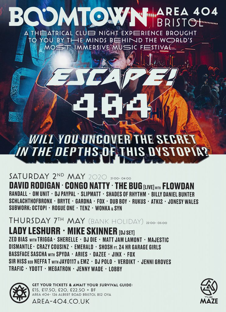Boomtown Fair Preparties 2020 line-up poster