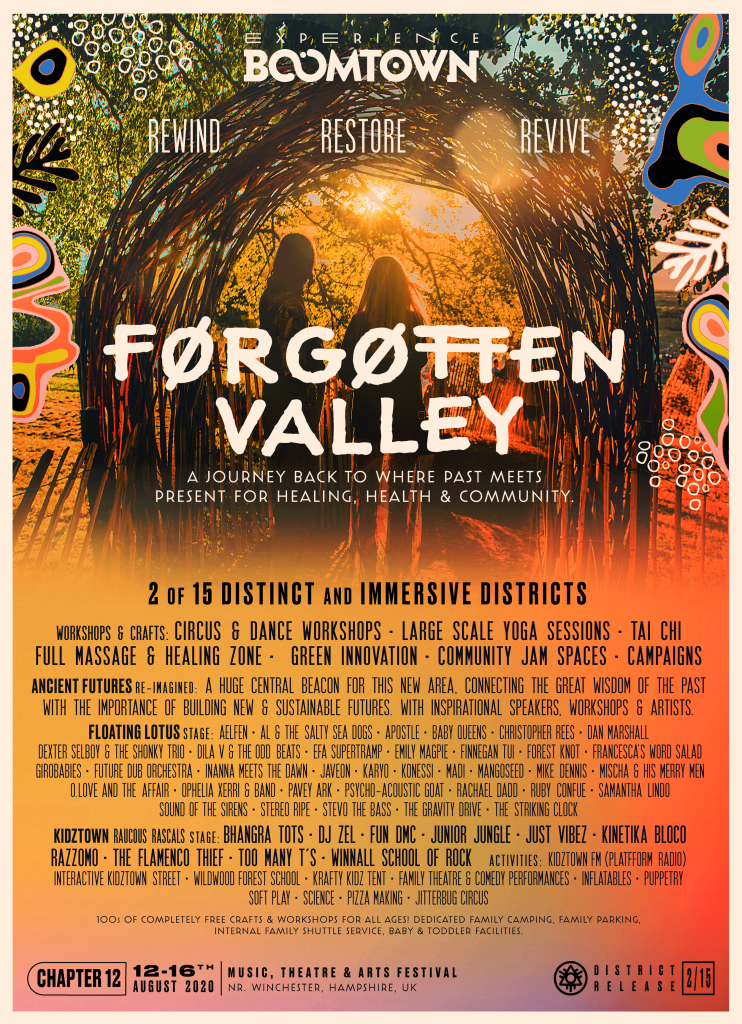 Forgotten Valley FB WEBSITE Boomtown Fair 2020 Forgotten Valley line-up poster
