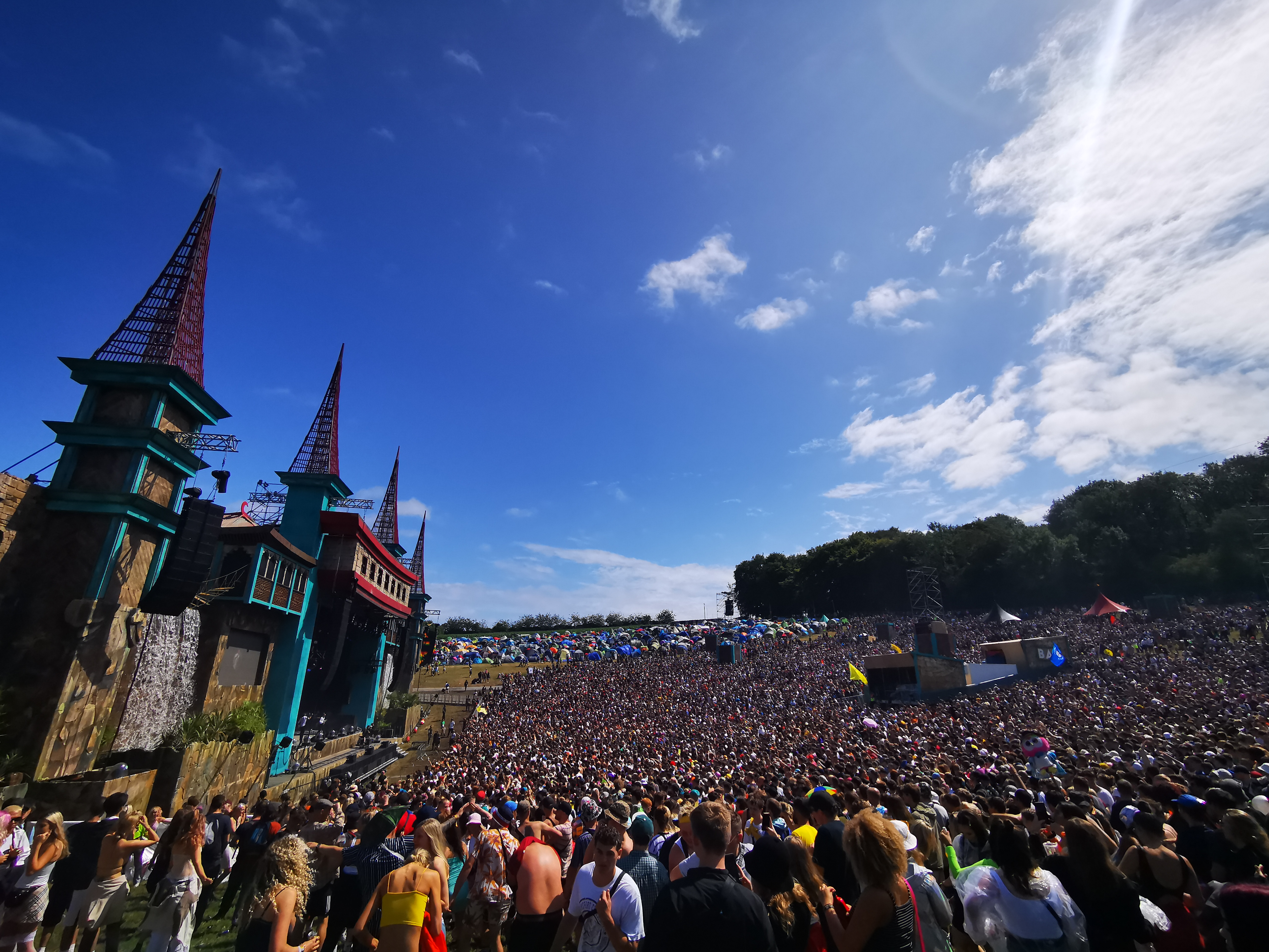 Boomtown Fair 2019 opening ceremony Lion's Den stage sun