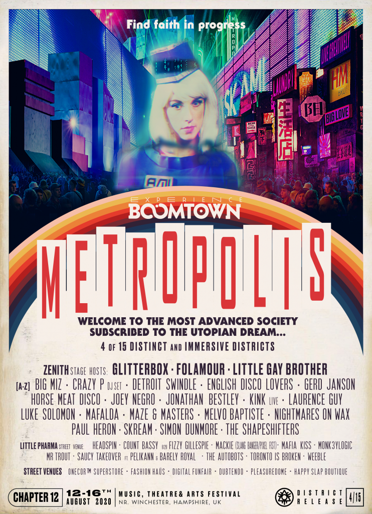 Metropolis FINAL FB WEB Boomtown Fair 2020 Metropolis line-up poster