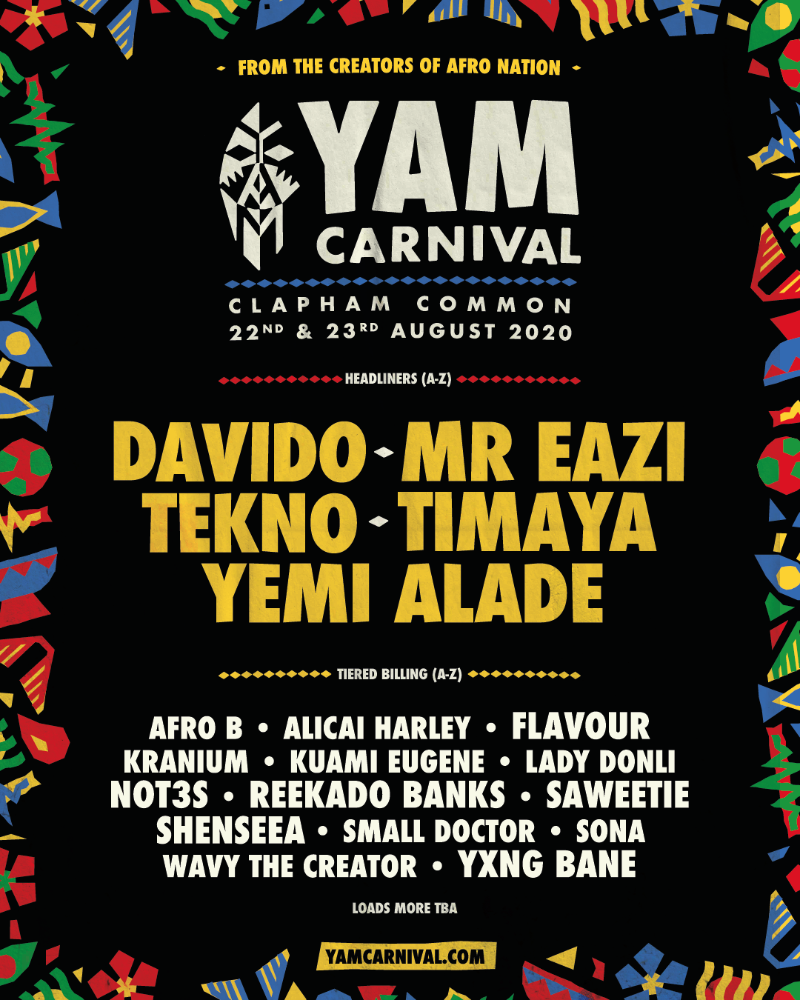 Yam Carnival 2020 line-up poster