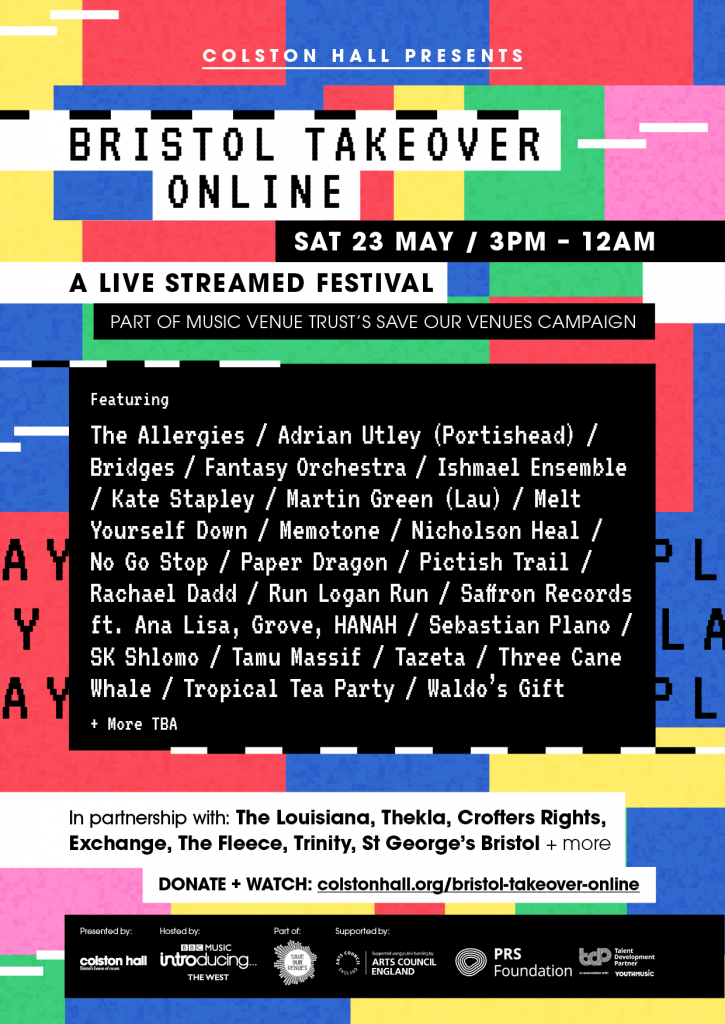 FINAL CH LockdownTakeover POSTER ART Colston Hall Presents - Bristol Takeover Online line-up poster