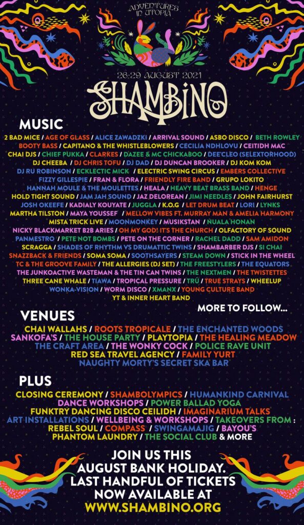 Shambino 2021 line up poster Shambino 2021 line-up poster