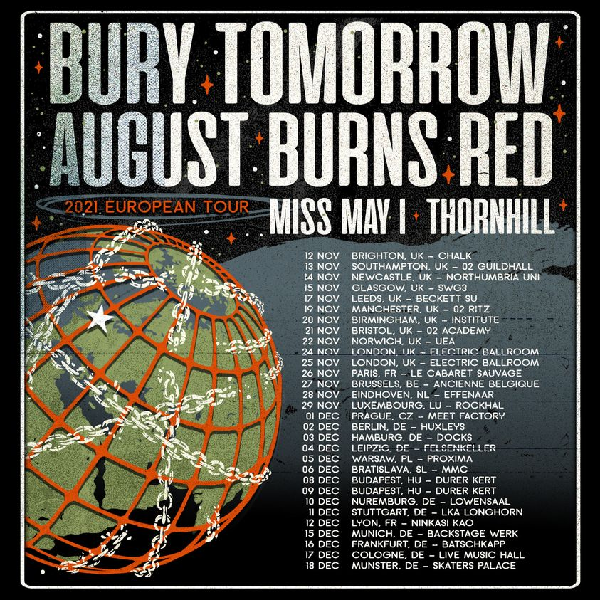 Bury Tomorrow and August Burns Red 2021 tour poster